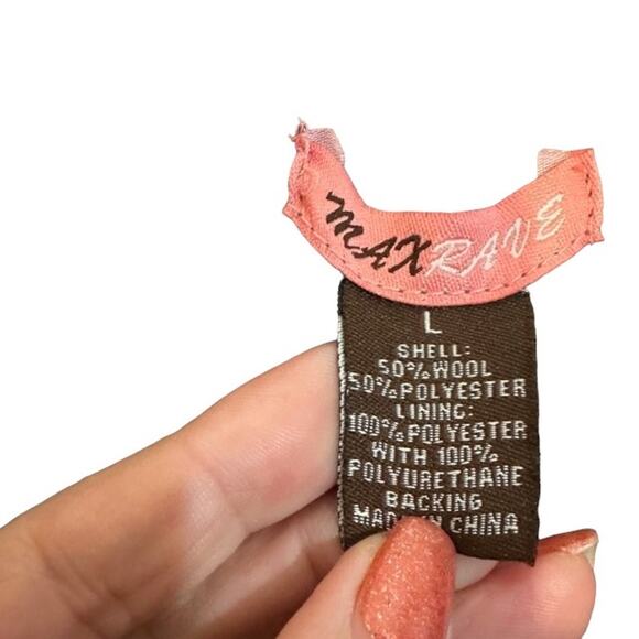 Max Rave Gray Wool Blend One Button Notched Blazer Jacket Women Sz L - Picture 6 of 8